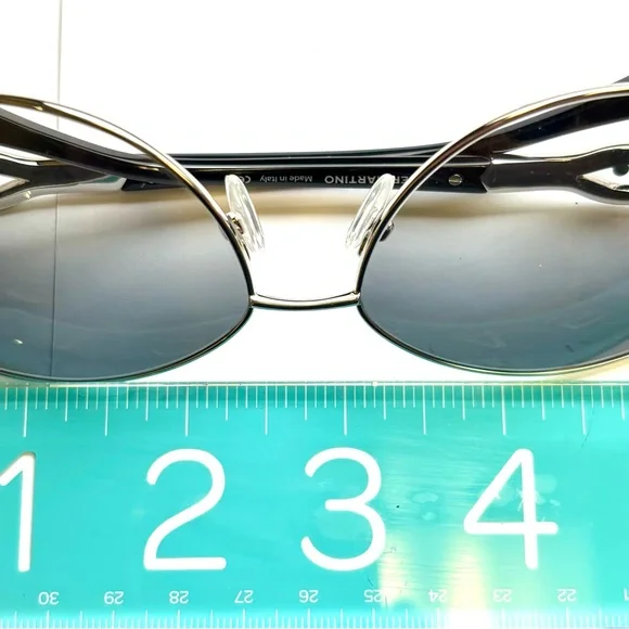 Pier Martino Silver Metal Butterfly Sunglasses Black temples/inset crystals